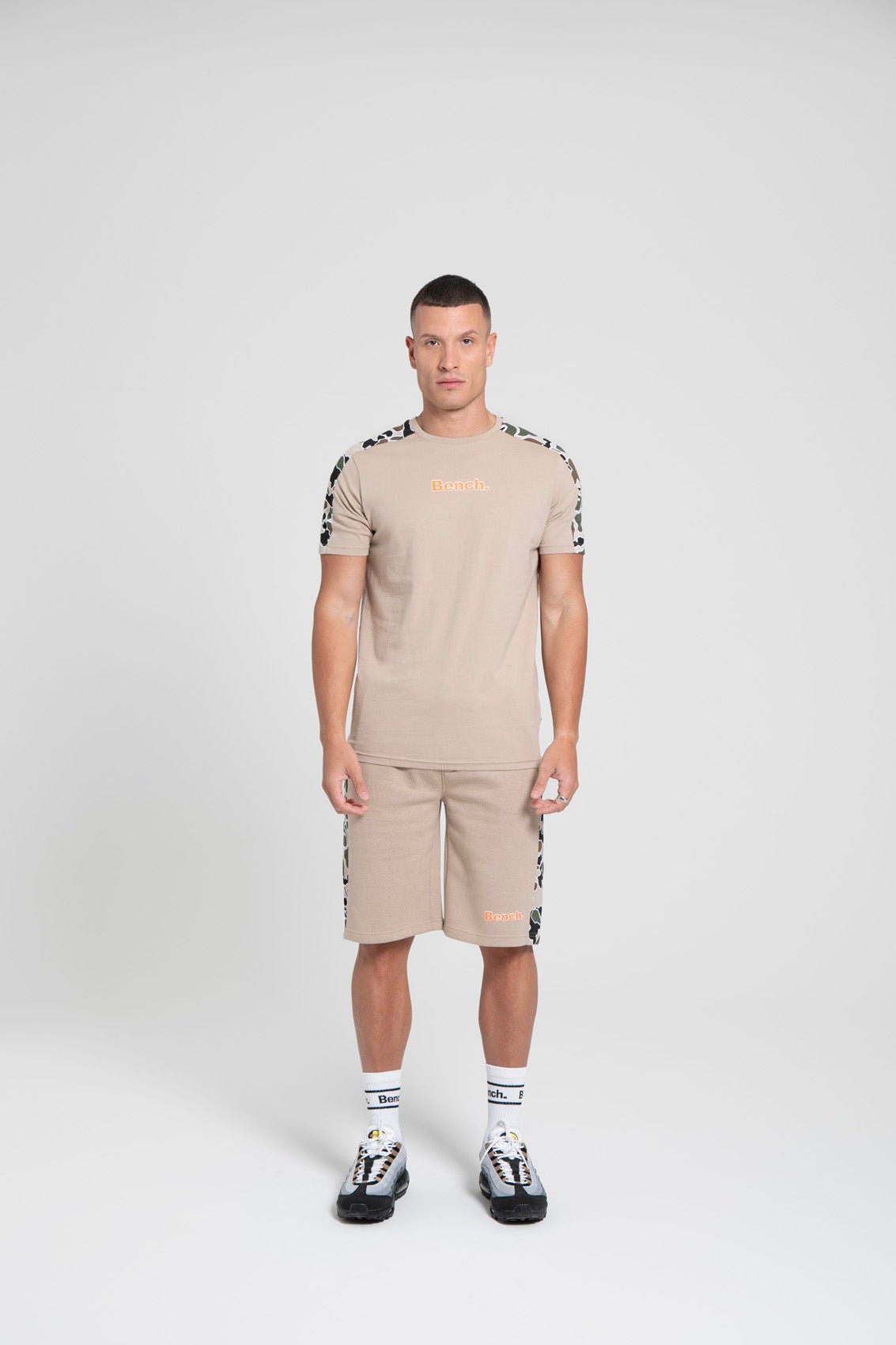 Mens ‘KAMO’ 2pc T-Shirt & Shorts Set – STONE